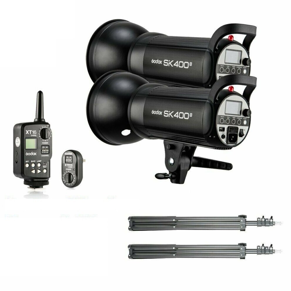 800Ws 2x Godox SK400II 400W 2.4G Studio Flash Strobe Light Head Kit 